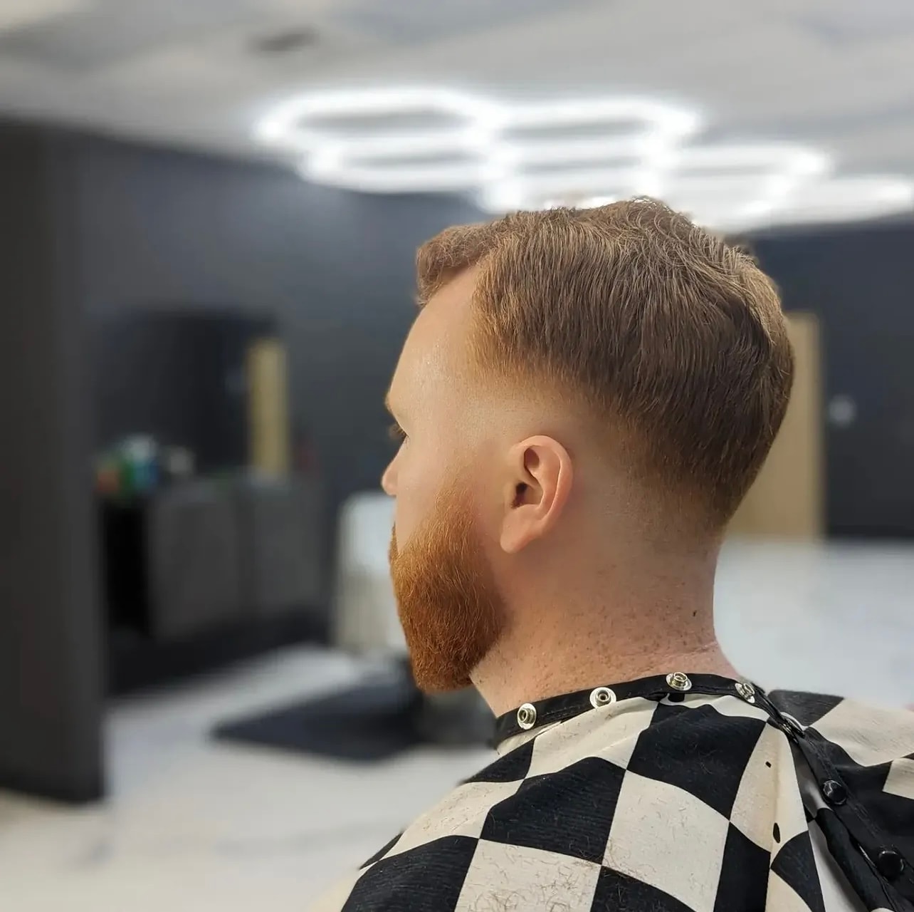 Sharp fade haircut closeup